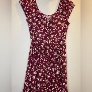 red floral flowy midi dress!❤️